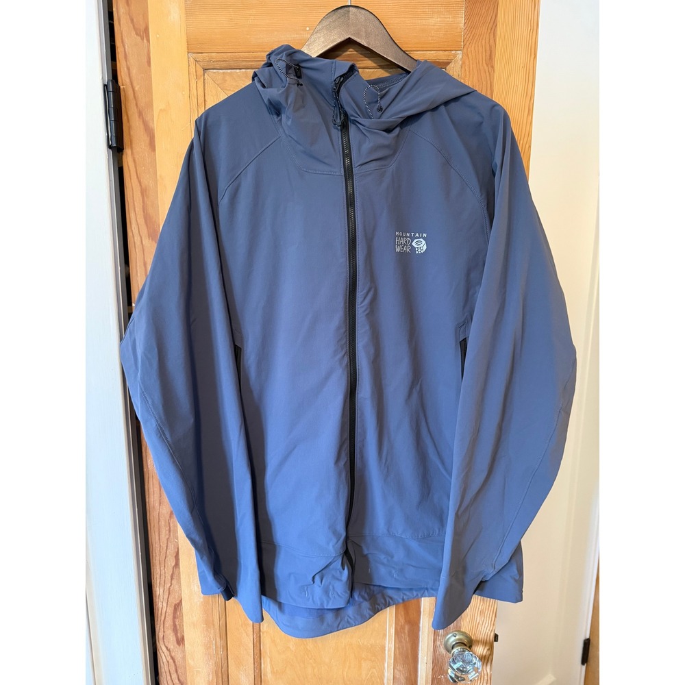 Mountain Hardwear Alpine Light Hooded Jacket Blue Softshell OM0208 Mens XL
